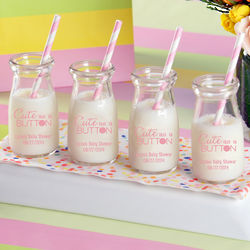 Cute as a Button Personalized Milk Jar Baby Shower Favors