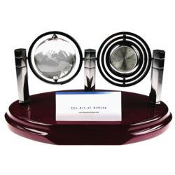 Galaxy Crystal Globe and Clock with Business Card Holder