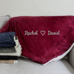 Couple's Personalized Heart Sherpa Blanket