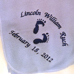 Personalized Embroidered Footprints Baby Blanket