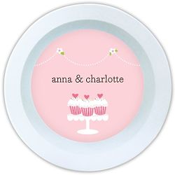 Personalized Heart Cupcakes Melamine Bowl