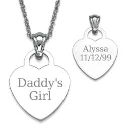 Rhodium Plated Plain Daddy's Girl Heart Necklace