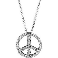 Cubic Zirconia and Sterling Silver Peace Sign Pendant