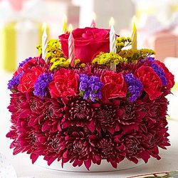 Birthday Flower Cake in Purple