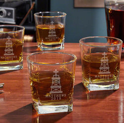 Personalized Oil Strike Rutherford Whiskey Glasses