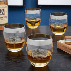 4 Personalized Marquee Silver Rim Whiskey Glasses