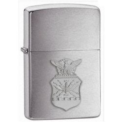 Personalized Air Force Crest Emblem Brushed Chrome Zippo Lighter