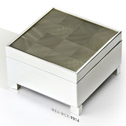 Grey Mother of Pearl Musical Trinket Box with Silver Finish