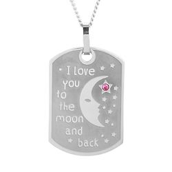 Love You to the Moon & Back Personalized Birthstone Large Dog Tag