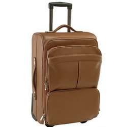 Deluxe Weekender Wheeled Leather Luggage Bag