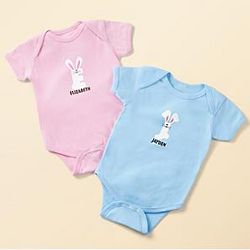 Personalized Hoppy Bunny Initial Baby Bodysuit