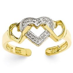 Diamond Heart 14 Karat Gold Toe Ring