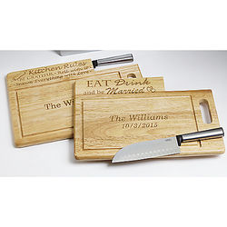 Personalized Cutting Board with Santoku Knife