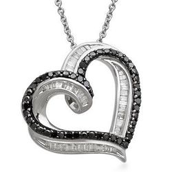 1/2 Ct. Black & White Diamond Heart Pendant in Sterling Silver