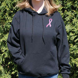 Embroidered Pink Ribbon Breast Cancer Hooded Sweatshirt