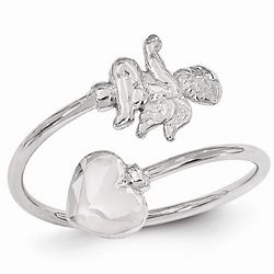 14 Karat White Gold Angel Toe Ring with Heart