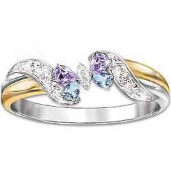 Jeweled Butterfly Ring with Amethyst and Topaz