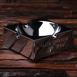 Smoker's Personalized Polished Stainless Steel Ashtray
