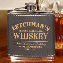 Personalized Leather Whiskey Design Flask
