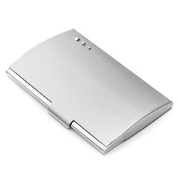 Personalized Silver-Tone Business Card Holder with 3 Dot Design