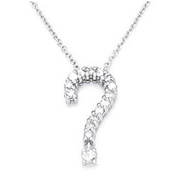 Diamond Question Mark 14k White Gold Necklace
