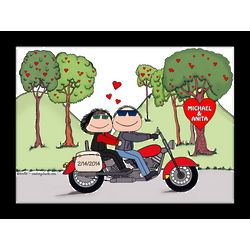 Personalized Motorcycle Lovers Valentine Cartoon