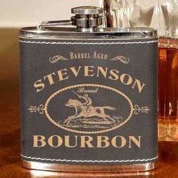 Personalized Darwin Bros Horse Racing Themed Leather Flask