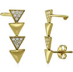 Gold-Plated Cubic Zirconia Triangle Fashion Cuff Earrings