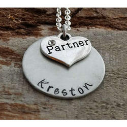 Partner Heart Personalized Hand-Stamped Necklace