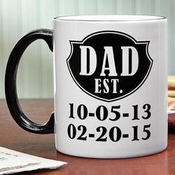 Personalized Dad Established with Dates Mug in Black and White