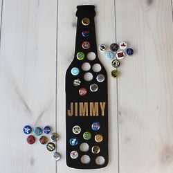 Personalized Beer Bottle Cap Map in Black