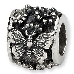 Sterling Silver Butterfly Bali Bead for European Style Bracelets