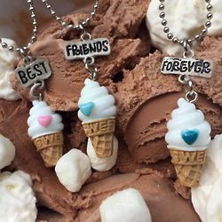 Triple Scoop Ice Cream Cone BFF Necklace Gift Set
