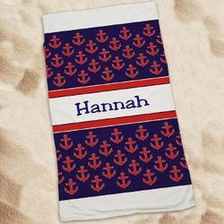 Personalized Anchors Away Beach Towel