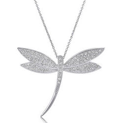 Sterling Silver Cubic Zirconia Dragonfly Pendant