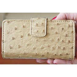 Travel Pill Case in Brown Faux Ostrich