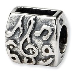Treble Clef European Style Music Notes Bead in Sterling Silver