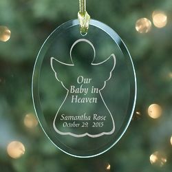 Engraved Baby In Heaven Oval Glass Ornament