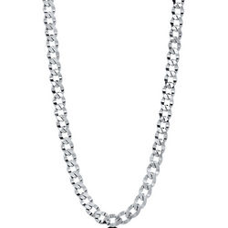 Italian Sterling Silver Flat Deck Chain Necklace