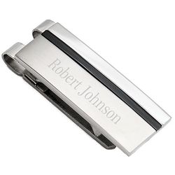 Personalized Sturdy Dual Tone Stainless Steel Money Clip