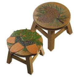 Acorn or Pinecone Wooden Footstool