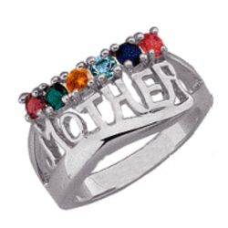 Mother's 10 Karat White Gold Ring with Birthstones
