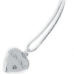 18" Sterling Silver Box-Link Necklace with Heart Charm