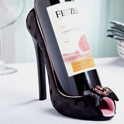 Pink and Black Amour High Heel Wine Holder