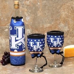 Kentucky Wildcats Wine Bottle and Glasses Koozie Set