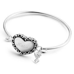 Heart and Angel Bracelet with Engraved Name
