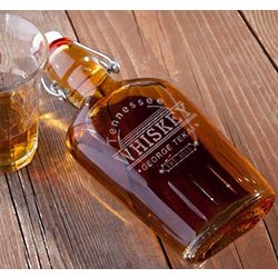Personalized Vintage Style Whiskey Design Glass Flask