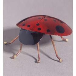 Colorful Copper Ladybug Garden Stake