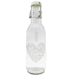 Ornate Heart Glass Water Bottle