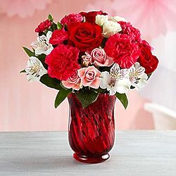 Precious Love Medley Bouquet with Red Vase